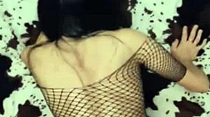 Sexwife gets intense anal from husband's friend in stockings.