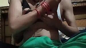 Indian bhabhi's boobs pressed and sucked hard by devar in homemade clip