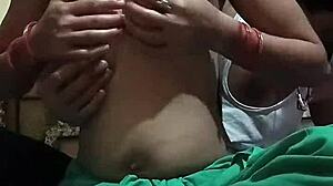 Indian bhabhi's boobs pressed and sucked hard by devar in homemade clip