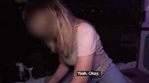 Waitress with natural tits gets roughly banged in van during break