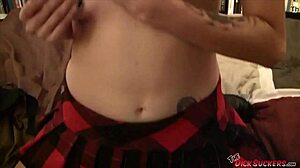 Goth Latina Judas Passionately Sucks Cock in Deepthroat Session with Petite Asian