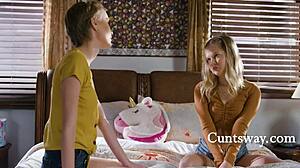 our stepmoms can’t stop us from licking each other in wild group fun. teen milfs just dive in!