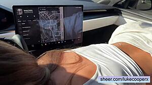 Wow, perfect English girl Lily Philips riding hard in a self-driving car! 🚗