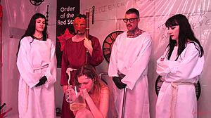 submissive teen rides cock in bondage scene