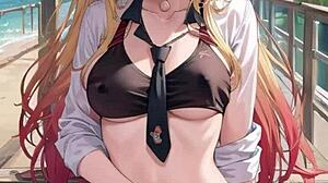 Sexy big tits babe in hentai animation