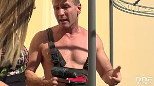 Rooftop blowjob with milf!