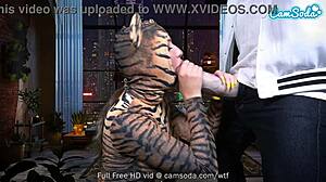 big boobs pussy cat costume girl masturbating with dildo and blowing monster cock on camsoda!