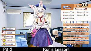 Kons teaches erotic lessons in anime hentai game.