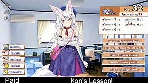 Kons teaches erotic lessons in anime hentai game.