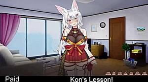 Kons teaches erotic lessons in anime hentai game.