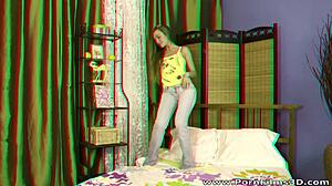 Hey, Check Nicole Spreading Like a Gymnast in Bed for Teen-Porn 3D