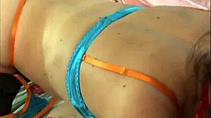 French Blonde Amateur Rocks Leather Pants and Lingerie in POV