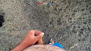 Brunette Amateur Masturbates Cock Under Bridge In Usa