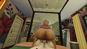 Alternative Couple In Cartoon Riding And Blowjob