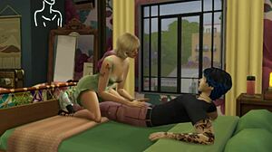 Alternative Couple In Cartoon Riding And Blowjob