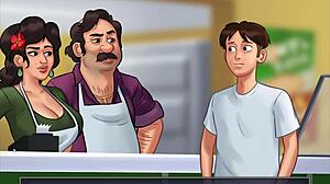 Summertime Saga Part 37: Quickie with Milf in Gameplay. Cum Inside Her Tight Pussy.