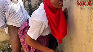 Big Cock Senior Prefect Fucking Petite Classmate at Principal's Window