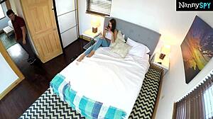 I caught Charity masturbating her tight pussy on nanny cam