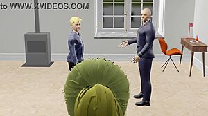 Maya engages in threesome sex in lingerie in anime style