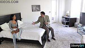 Why is nanny Amia Miley touching herself instead of working for the boss?