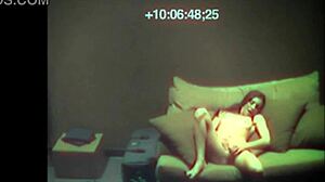 sexy babe fingering her tight pussy on sofa