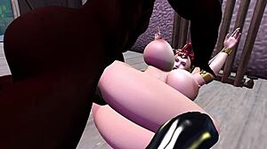 In Second Life, a black character interacts with Harley Quinn in an intriguing scenario