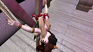 In Second Life, a black character interacts with Harley Quinn in an intriguing scenario