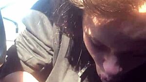 My lesbian bestie gives sloppy road head till she swallows