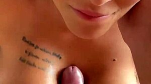 Busty teen BBW model delivers intense backstage POV blowjob during shoot.