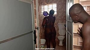 Quickie doggy cu fiica șefului în baie, ea squirtă tare