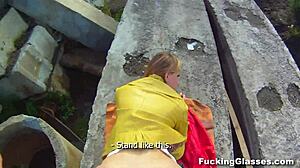 Fucking Glasses - Emma Gets Nailed Hard on Construction Site Teen Scene