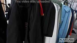 i fucked him bareback in the closet with my monster cock, making him cum hard.