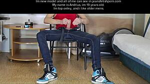 young gay boy jerks cock in jeans fetish