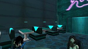 Mera Firelyte dances seductively at Kitty Club with intergalactic sluts in anime