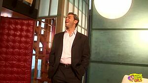 virtual lesbians eating pussy and fucking with a dildo on white leather sofa 😘