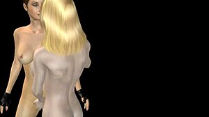 in this 3d cartoon, lesbian girls rub pussies and fuck from behind