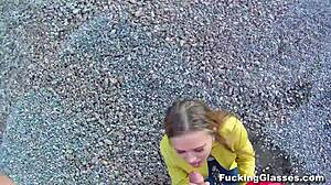 Fucking Glasses - Emma Gets Nailed Hard on Construction Site Teen Scene