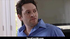 Blonde teen in a creampie video. Subtle details.