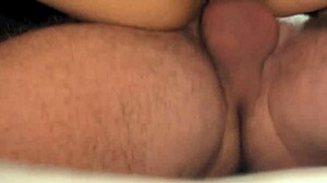 Close up of perfect hairy pussy in homemade doggystyle