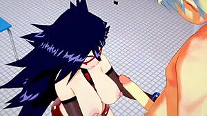 Bakugou Katsuki and Namuri Kayama in hentai action. Handjob turns to creampie with sissy crossdress!