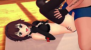 megumin from hentai craves sex in tight bikini. this 3d adult parody shows uncensored shaved pussy action.