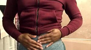 he’s gaping my hole wide and making me squirt in public