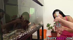 Look at those big tits being licked!