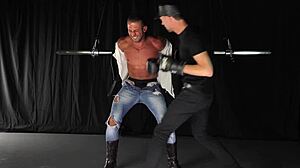 Straight Muscle Stud Bound and Whipped in Gay BDSM Electro