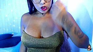 Licking cum from the floor during guided masturbation.