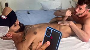 two guys sucking each other's big cocks in orgy