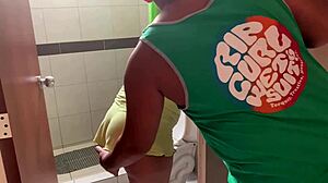 I fucked her in the bathroom with her big ass, almost got caught, then cumshot.