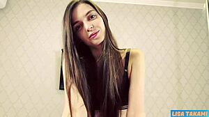 lisa takami gives a perfect oiled handjob ending in massive cumshot