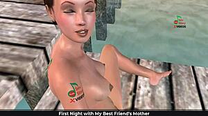 Animated 3D Girl Masturbates on Beach with Fingers and Banana!