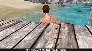 Animated 3D Girl Masturbates on Beach with Fingers and Banana!